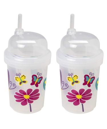 nuspin kids 8 oz Zoomi Straw Sippy Cup Butterflies Style 2 Pack