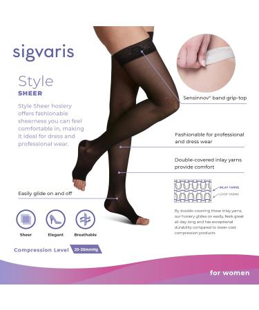 Buy SIGVARIS Women's Sheer 780 Open Toe Thigh-Highs 20-30mmHg - SL - Small Long - Warm Sand | International Shipping Available - Buy Online on GoSupps.com