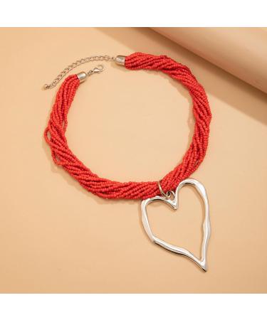 Shop Oralgo's Fashionable Multi-Layered Pearl Choker Necklace with Large Metal Heart - Gold & White Statement Jewelry for Collarbone Style - International Shipping Available - Buy Online on GoSupps.com