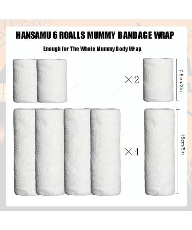 6 Rolls Halloween Mummy Bandage Wrap - Self-Adhesive Stretch Zombie Gauze for Costume Decor | Perfect for Cosplay - Buy Online on GoSupps.com
