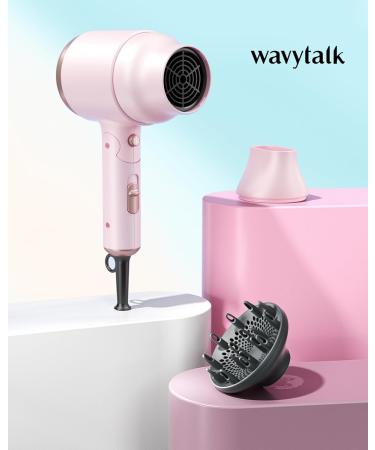 Wavytalk Mini Hair Dryer with Diffuser - 1600W Quiet & Lightweight Folding Blow Dryer in Pinky White | Ideal for Travel & International Shipping - Buy Online on GoSupps.com