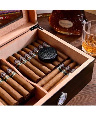Cigar Boxs Humidors Cigar Humidors Glass Top Handcrafted Cestorage Box with Humidifier and Hygrometer Cigar Case Holds up to 50 Cigars Men A 25.8X21.8X10.6Cm - Buy Online on GoSupps.com