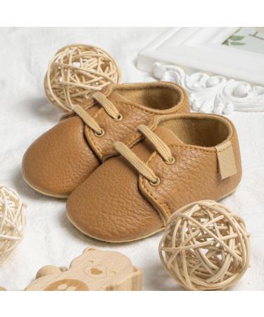 Sonsage Infant Baby Boys Girls Oxford Shoes | Pu Leather | Anti-Slip Trainer | Toddler First Walking Sneakers 12-18 Months - Brown - Buy Online on GoSupps.com