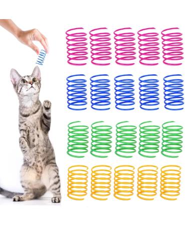 YUAAO 40 Pack Cat Spring Toys, Durable Plastic Coils for Indoor Active - Colorful 1 Inch Spirals Spring Fitness Play for Cat Kitten Pets multicolor-40Pack
