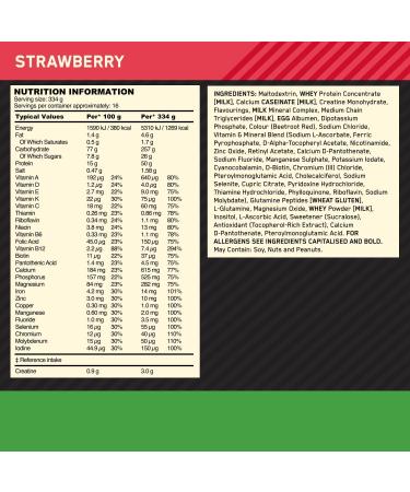 Optimum Nutrition Serious Mass Protein Powder with Creatine Glutamine 25 Vitamins and Minerals Strawberry Flavour 16 Servings 5.45KG Strawberry 16 Servings (Pack of 1) - Buy Online on GoSupps.com