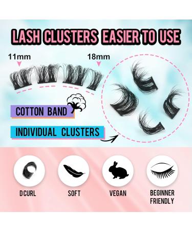 10 Pairs Pack EYDEVRO D Curl 18mm Fluffy Wispy Cluster Lashes - Dramatic Cat Eye False Eyelashes Extensions - Buy Online on GoSupps.com