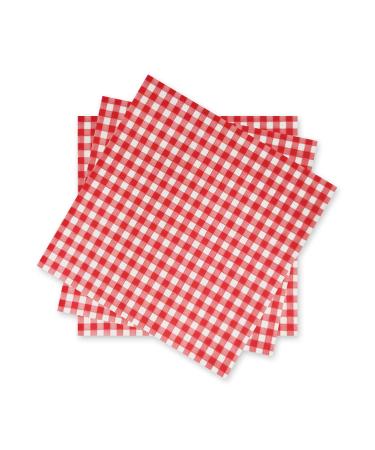 Gatherfun Disposable Red and White Gingham Paper Napkins (Pack of 50) 1-Red Plaid 50 Count (Pack of 1)