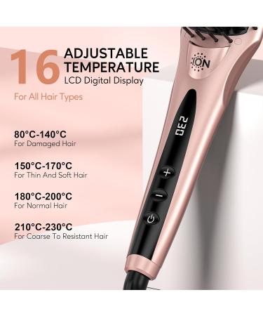 Terviiiix Hair Smoothing Brush - Negative-Ion Ceramic Glazing Brush for All Hair Types | Dual Voltage | 16 Temp Settings | Auto-Off Technology - Buy Online on GoSupps.com