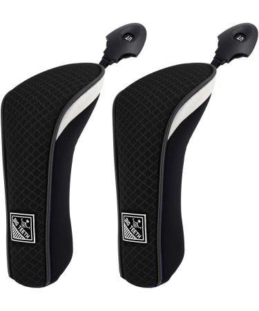 Big Teeth Golf Hybrid Head Covers Set - 2 Pcs Black Utility Club Protectors with Interchangeable Number Tag - Meshy Design for Maximum Protection - Buy Online on GoSupps.com