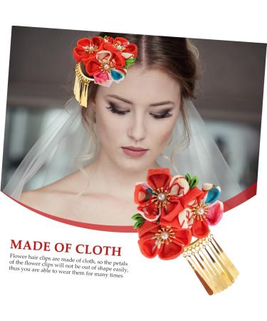 minkissy Hair Grips Japanese Kimono Hair Chopsticks Japanese Style Hair Flower Hair Clip Hair Barrettes Chinese New Year Hair Clip Hanfu Chinese Wedding Decoration Dynamic China Bride M Red - Buy Online on GoSupps.com