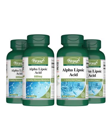 VORST Alpha Lipoic Acid 600mg 90 Vegan Capsules & Alpha Lipoic Acid 300mg 90 Capsules | Antioxidants | Combo Bundle 2 x 2 Bottles