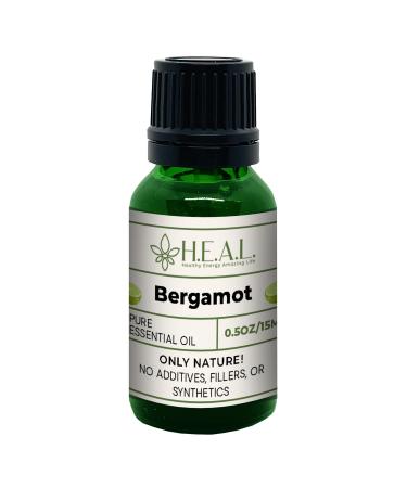 H.E.A.L. Bergamot Essential Oil 100% Pure Steam Distilled Citrus Bergamot Aromatherapy Oil for Diffusers & DIY Blends 0.5oz