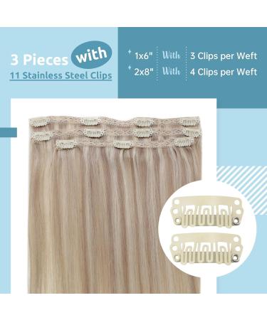 FSHINE 30cm Clip-In Hair Extensions - 12 Inch 50g Real Remy Hair Dirty Blonde Highlights #18P613 - Buy Online on GoSupps.com
