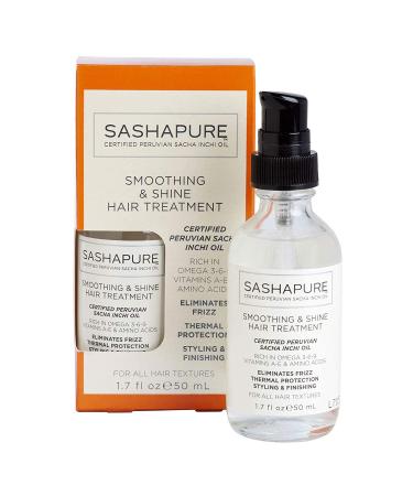 Sashapure Smoothing & Shine Hair Treatment with Sacha Inchi Oil - Eliminates Frizz Heat Protection Styling & Finishing 1.7 fl. oz. (Pack of 6) Natural 1.70 Fl Oz (Pack of 6)