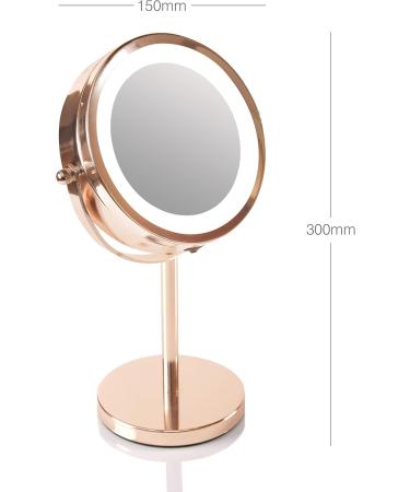 Rio Rose Gold LED Makeup Mirror Double Sided with 360 Swivel Design 1x & x5 Magnification - Buy Online on GoSupps.com