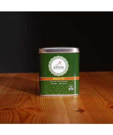 Nahom India's Masala Chai Tea Loose Leaf - 50 Cups of Spiced Black Tea with Cinnamon Cardamom & Pepper | 3.53oz / 100g Tin for Chai Latte - Buy Online on GoSupps.com