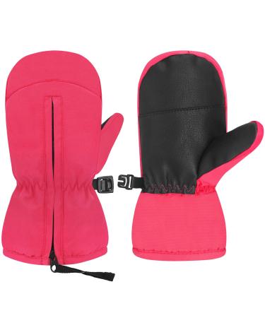 Andake Kids Ski Mittens Gloves Waterproof&Breathable Winter Warm Snow Gloves for Ages 4-6 Todder Baby Girls and Boys 4-6Y pink