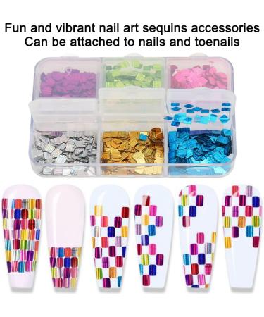 Sparkle Nails Flake Nail Sequins Flake Shaped Sparkle 6 Square Hybrid Color Square Nail Art Flash DIY Nail Art Decoration Nail Glitter Nails for Face Makeup Hair Body Art Nails - Buy Online on GoSupps.com