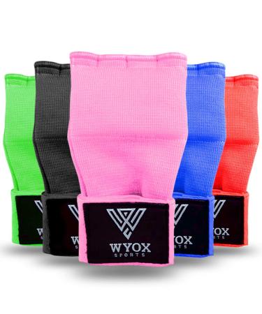 WYOX Boxing Hand Wraps Gel Knuckle Padded Inner Elastic Quick Wraps Fist Protection Boxing Gloves for Women Men Wrist Wrap MMA Muay Thai Training Handwraps S-M Pink