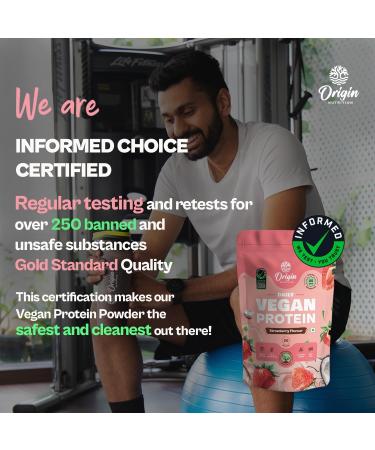 Ori Gin 100% Natural Vegan Protein Powder - 25g Plant-Based Protein Easy to Digest Strawberry Flavor European Pea & Pumpkin Seed 830g - International Shipping Available - Buy Online on GoSupps.com