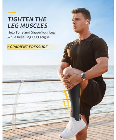 Cambivo Compression Stockings for Men & Women - 2 Pairs of Support Socks for Running Sports Travel & Cycling - L-XL Black & Gray - Buy Online on GoSupps.com