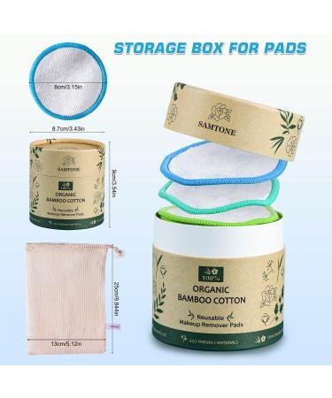 Samtone Reusable Makeup Remover Pads 20 Pack with Laundry Bag - Organic Face Cleansing Rounds for Toner - Washable Eco-Friendly Bamboo Cotton Pads (8cm) - Buy Online on GoSupps.com