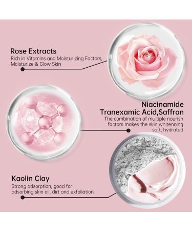 Rose Clay Facial Mask - Reduce Blackheads Kaolin & Collagen Gentle Moisturizing Skincare for Women & Men - 5.29 oz - Buy Online on GoSupps.com