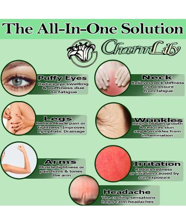 Charmlily Jade & Ice Roller + Gua Sha Massager Tool Set for Face & Eyes - Reduce Wrinkles, Puffiness, and Migraine Pain Relief - 3 in 1 Cold Facial Stone - Buy Online on GoSupps.com