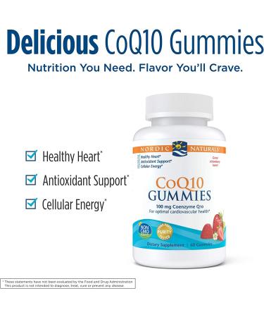 Nordic Naturals CoQ10 Gummies - Strawberry 100mg | 60 Count for Heart Health - Buy Online on GoSupps.com