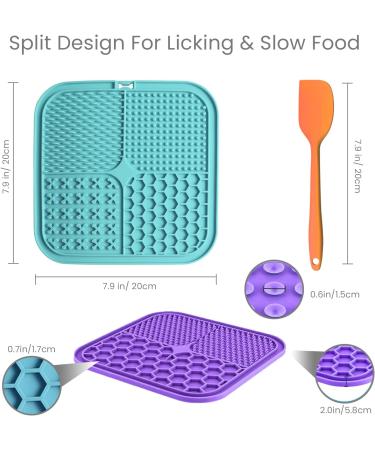 Buy Q line Losing Mat for Dogs - Light Blue & Purple Lickmate - Strong Suction Cups Spatula & Brush - Slow Feeder (Pack of 2) - International Shipping Available - Buy Online on GoSupps.com