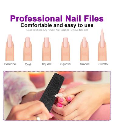 12pcs Jumbo Size Nail File 100/180 Grit - Double Sided Professional Manicure Tools for Acrylic and Natural Nails - Black Color - Buy Online on GoSupps.com