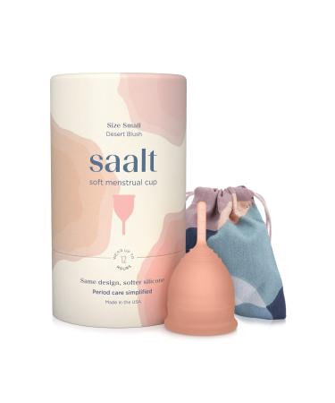 Saalt Soft Menstrual Cup - Best Sensitive Reusable Period Cup - Wear for 12 Hours - Tampon and Pad Alternative (Small (Pack of 1) Desert Blush) Desert Blush 1 Count (Pack of 1)