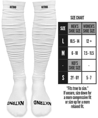 Nxtrnd XTD Scrunch Football Socks - Extra Long Padded Sport Socks for Men & Boys | White, Large - Buy Online on GoSupps.com