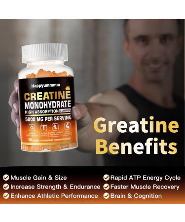 Buy Sugar Free Creatine Monohydrate Gummies 5g - Chewable 90 Count for Men & Women - Orange Flavor - International Shipping - Buy Online on GoSupps.com