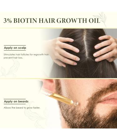 SNOWSEN Hair Growth Oil with Biotin Effective Hair Loss Treatment Thicken and Strengthen for Hair Regrowth Biotin Beard Growth Oil Comes with a Essential Oil Roller Bottle for Women Men - Buy Online on GoSupps.com