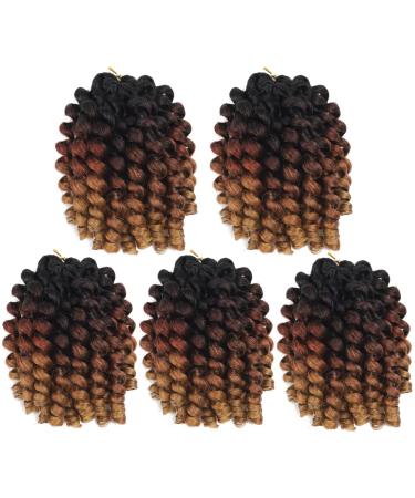 Wand Curl Crochet Braids Hair Jamaican Bounce Crochet Hair 8 Inch Wand Curl Jamaican Braids Ringlet Twist Hair Extension Crochet Hair (5 PCS 1B/30/27) 8 Inch (Pack of 5) T1B/30/27