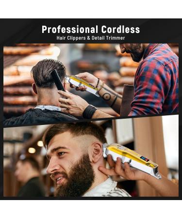 Ufree Professional Hair Clippers for Men - Cordless Metal Barber Trimming Set with LCD Display | Beard Trimmer & Edgers | Ideal Gifts for Men - Gold - Buy Online on GoSupps.com