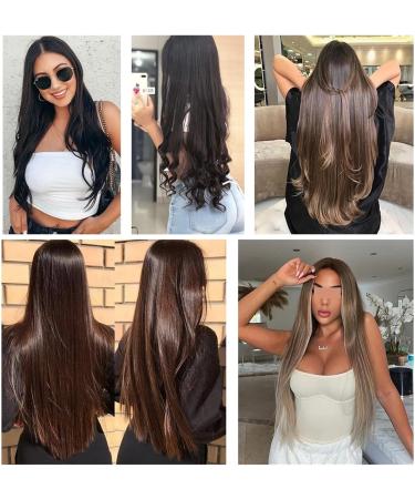 Hair Piece 22/32inch Synthetic Hair Extensions One Piece 5 Clips Long Straight High Temperature Fiber Black Brown Hairpiece For Women(88-4 32inches) 32inches 88-4 - Buy Online on GoSupps.com
