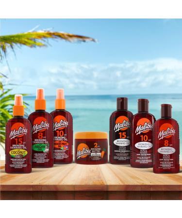 Malibu Sun Bronzing Fast Tanning Oil with Beta Carotene Water Resistant Tropical Coconut Fragrance 200ml - Buy Online on GoSupps.com