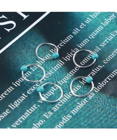 Yheakne Boho Tribal Turquoise Circle Hair Ring Set Boho Braid Rings Dreadlock Dirty Braid Hair Bow Clips Silver Hair Braid Rings Hair Clip Rings Decoration Hair Accessories (Silver Circle with - Buy Online on GoSupps.com