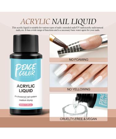 PEACECOLOR Acrylic Nail Kit with Nail Lamp - 3 Colors Powder, 12 Glitter Powders, Acrylic Liquid, Nail Brush, Tips & More - Beginner Kit for Nail Extensions - Buy Online on GoSupps.com