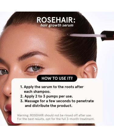 ROSEGOLD ROSEHAIR Natural Hair Growth Serum 96% Natural - Hair Growth Serum for Longer Stronger and Beautiful Hair - Made in France - Vegan - Hormone-Free - 1 Month - Buy Online on GoSupps.com