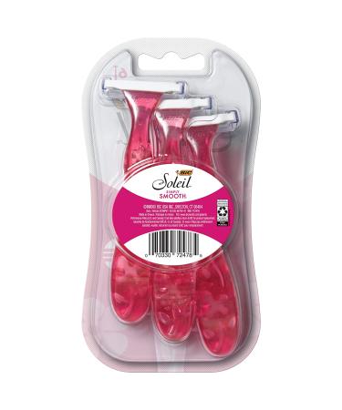 BIC Soleil Simply Smooth Women's Disposable Razors - 3 Blades, Moisture Strip, Silky Smooth Shave - 6-Count Pink (Pack of 1) - Buy Online on GoSupps.com
