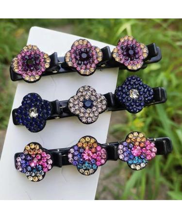 Sparkling Crystal Stone Braided Hair Clips Braided Hair Clips for Women with 3 Small Clips Crystal Stone Braided Hair Clips Beneathk Rhinestones Braided Hair Clips (4pcs-E) - Buy Online on GoSupps.com