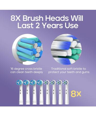 SEAGO Rotating Electric Toothbrush - 8 Brush Heads 5 Modes Rechargeable Smart Timer IPX7 Waterproof - Perfect for Adults - Buy Online on GoSupps.com