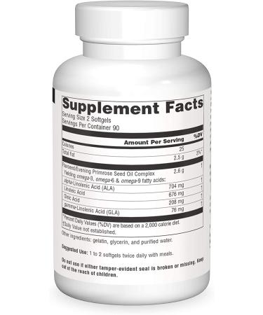 Source Naturals Flax Seed & Evening Primrose Oil 1300 mg - 180 Softgels | Omega-3 & GLA Support - Buy Online on GoSupps.com