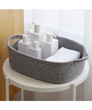 Woven Cotton Rope Storage Basket Cube Organizer - CIKI HOME (14.5 x 11 x 5) - Grey - Buy Online on GoSupps.com