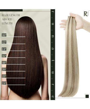 Runature 60cm Tape In Hair Extensions - Real Human Hair with Brown and Blonde Highlights - 50g 20 Pieces (#8P60) - Smooth & Invisible - Buy Online on GoSupps.com