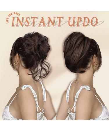 FnyPretty 5PCS Messy Bun Hair Pieces for Women | Tousled Updo Hair Extensions in 6A Dark Brown - 7.5 Inch - Buy Online on GoSupps.com