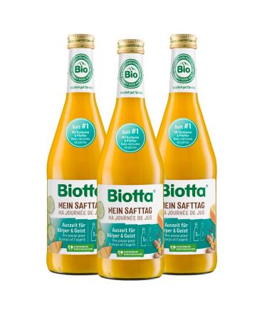 BIOTTA - My juice day - Detox fruit juice - Anti-inflammatory - Fresh and 100% organic mango orange and carrot - Enriched